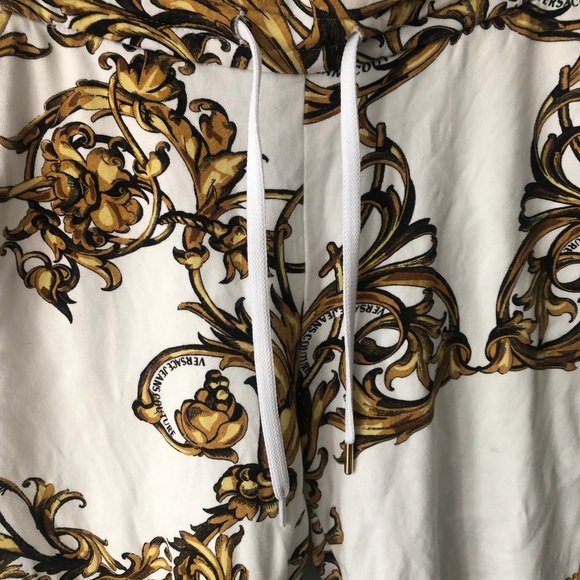Versace Jeans Couture Track Pants Baroque Print White Gold - Picture 3 of 8